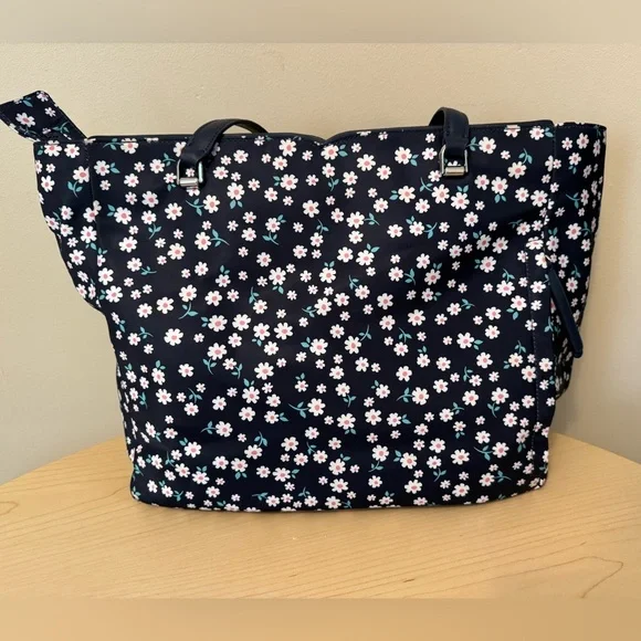 Kate Spade Jae Navy White Fleurette Floral Large Nylon Tote Bag NWOT - Picture 10 of 16